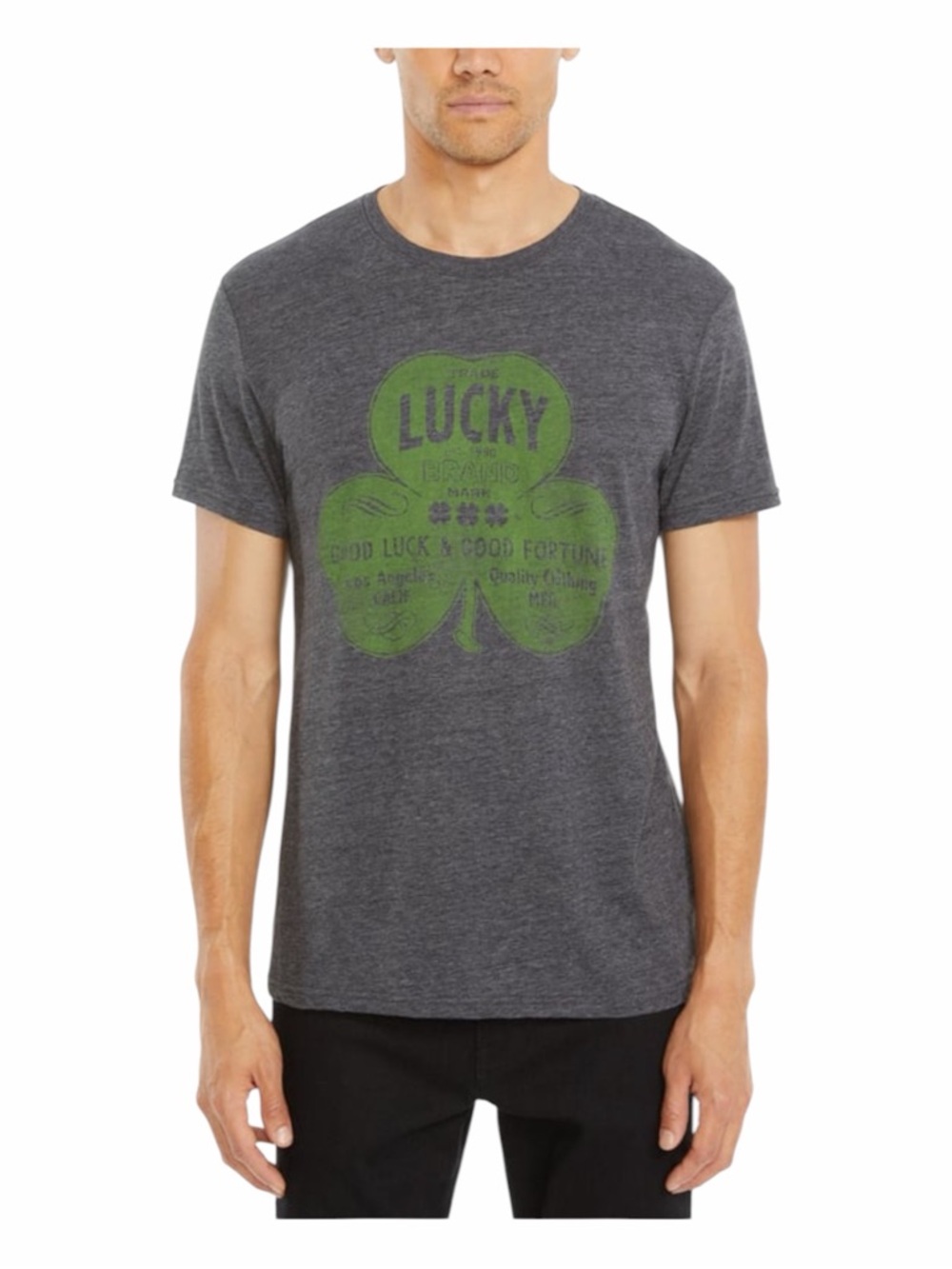 Lucky Brand Shamrock Logo Graphic Tee — Men’s Small — Charcoal — EUC